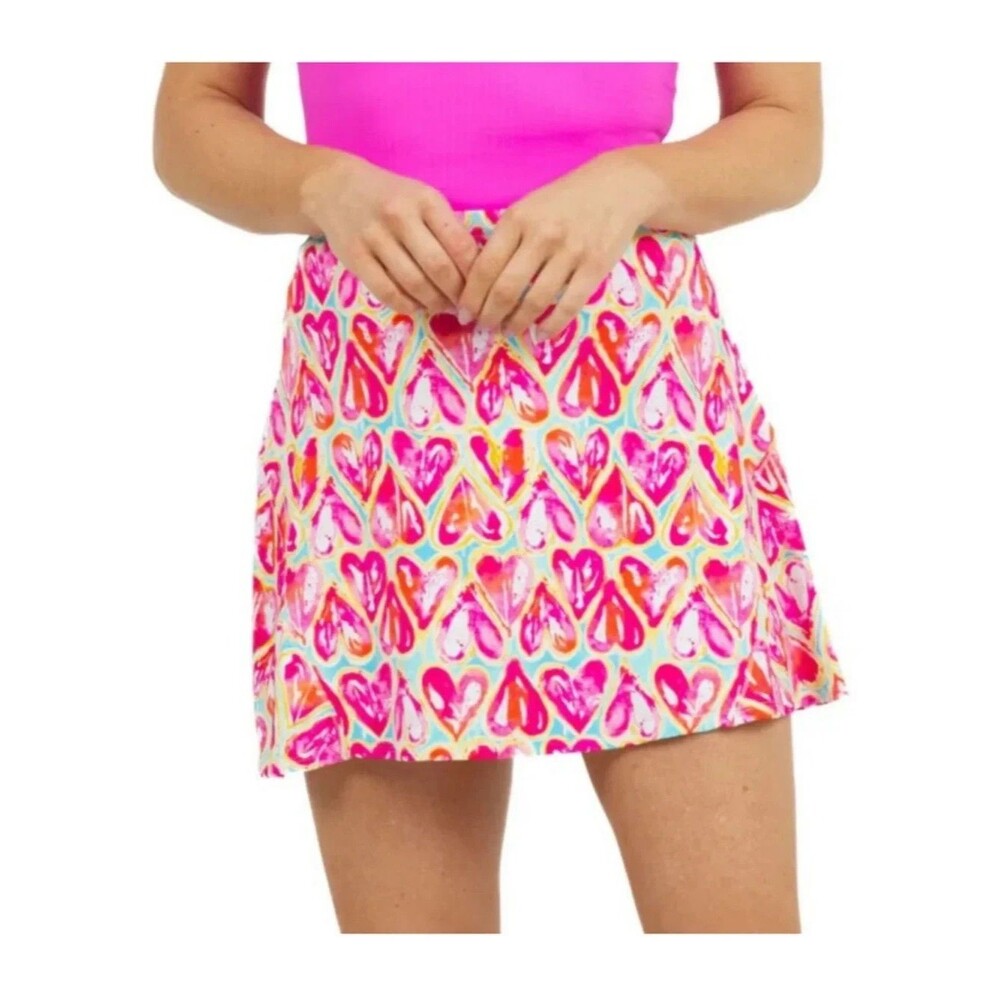 IBKUL Women's Heart Print Swing Golf Skort Seafoam  Size S  Pickleball Tennis